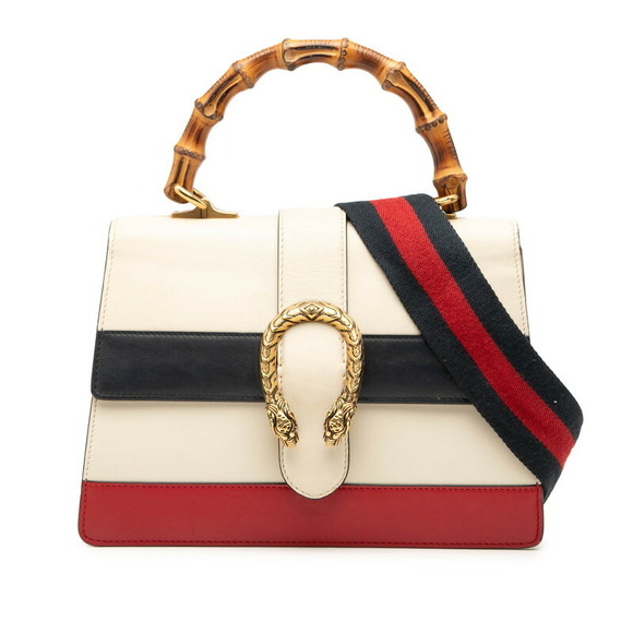 Gucci Handbags - Gucci Dionysus Bamboo Handbag Shoulder Bag Ivory White Navy Blue Red Leather
